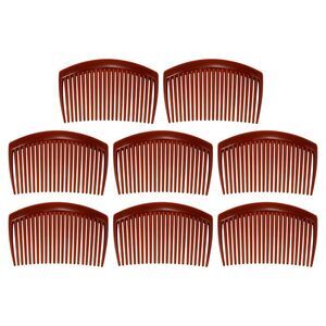8 Pcs Classic Side Clip Teeth Hair Clip Comb Plastic Brown 3"